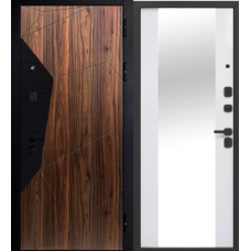 Дверь входная Ferroni ГЕОМЕТРИЯ 9 СМ Орех каньон коньяк - Эмалит белый с зеркалом Дверь входная Ferroni ГЕОМЕТРИЯ 9 СМ Орех каньон коньяк - Эмалит белый с зеркалом